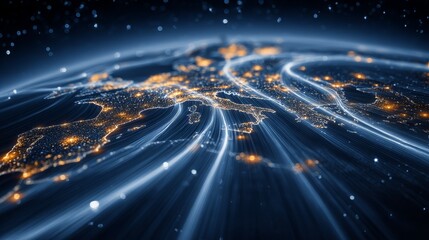 Illuminated global map, a stunning visualization of earth's nighttime lights and population density