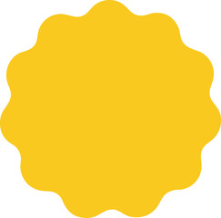 Flat Design Yellow Wavy Edge Badge Blank Shape Graphic Element