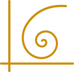 Minimalist Outline Golden Ratio Spiral with Corner Frame Shape Icon