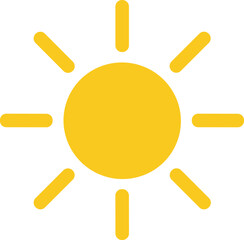 Simple Flat Design Yellow Sun Icon with Rays Illustration Graphic