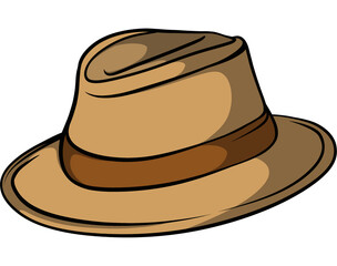 Illustration of a Brown Fedora Hat