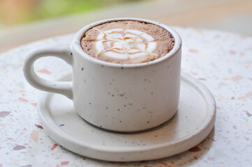 hot cofffee, cappuccino coffee or latte coffee or flat white or latte art