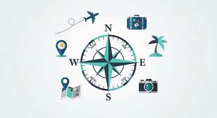 Travel compass graphic design illustration