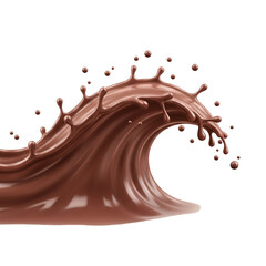 Creative splash of melted chocolate shaped like a wave isolated on transparant background