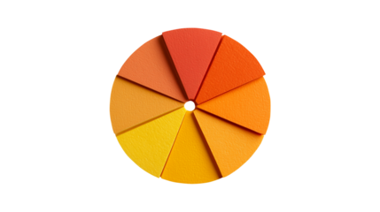 Colorful pie chart infographic template in orange gradient isolated on transparent background