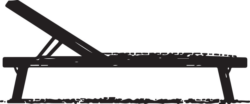 Black silhouette of a sunbed lounge chair on a summer beach ready for vacation relaxation and tranquil holiday escape with textured grunge design - Powered by Adobe