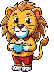 Fototapeta premium cartoon, lion, animal, cat, illustration, mammal, 