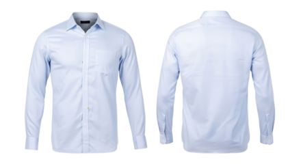 Blue dress shirt front and back view fashion isolated PNG with Transparent Background