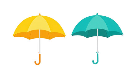 Yellow and blue umbrellas for weather protection isolated PNG with Transparent Background
