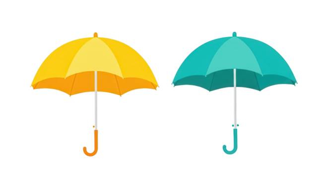 Yellow and blue umbrellas for weather protection isolated PNG with Transparent Background