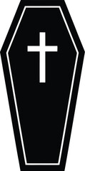 Black coffin with white cross casket burial
