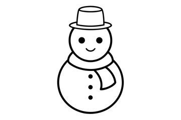 line art Snowman silhouette vector illustration