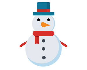 Cute Snowman Vector Icon Flat Design