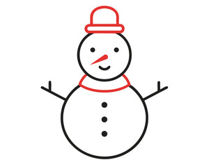 line art Snowman silhouette vector illustration