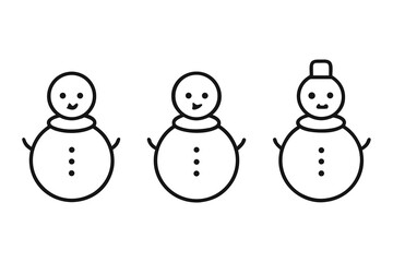 set of  line art Snowman silhouette vector illustration