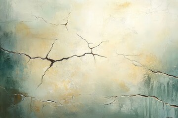 A serene abstract painting, featuring muted pastel tones and intricate fissures, evokes a sense of quiet strength and resilience.