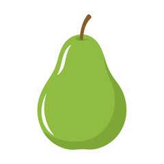 Simple flat vector icon of a single green pear. Fresh organic fruit symbol for healthy eating, vegetarian food, and summer harvest design