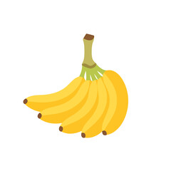 A vibrant illustration of a fresh yellow banana bunch, a healthy tropical fruit symbol for natural nutrition and sweet organic food