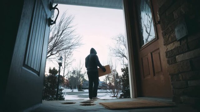 Home security issue with criminal stealing delivery box