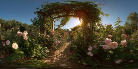 Obraz premium Garden pathway adventure nature hdr panorama