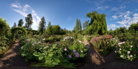 Fototapeta premium Vibrant garden in 360° hdr panorama