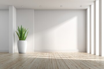 Empty modern room, bright and airy