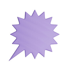 Purple jagged speech bubble on transparent background for social media communication