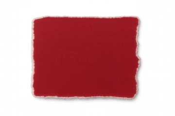 Rectangular piece of red torn paper with transparent background, providing a blank space for text or design elements