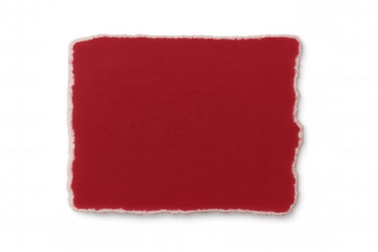 Rectangular piece of red torn paper with transparent background, providing a blank space for text or design elements