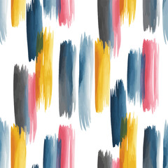 Abstract brushstrokes seamless pattern on white background