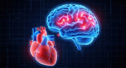 Fototapeta premium The interconnected relationship between the human brain and heart