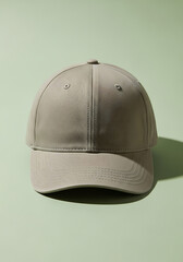 Beige Baseball Cap Simple Casual Hat on Light Green Background