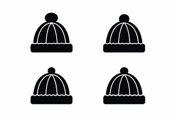 set of Winter Hat silhouette vector illustration