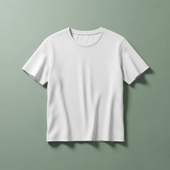 White T Shirt Plain Casual Basic Clothing on Green Background