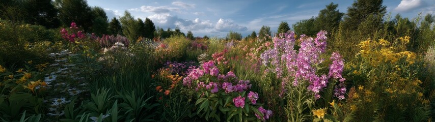 Obraz premium Vibrant nature 360° flower panorama