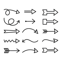 Collection of Hand Drawn Arrow Illustrations in Black and White Simple and Modern Vector Design Elements