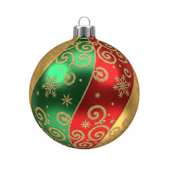 Stunning festive Christmas ornament swirling gold glitter on red and green panels