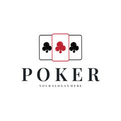 poker logo design a simple minimalist card game gambler game with card symbols as the design illustration template symbol