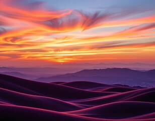 Fototapeta premium Serene Sunrise Sunset Over Natural Landscape