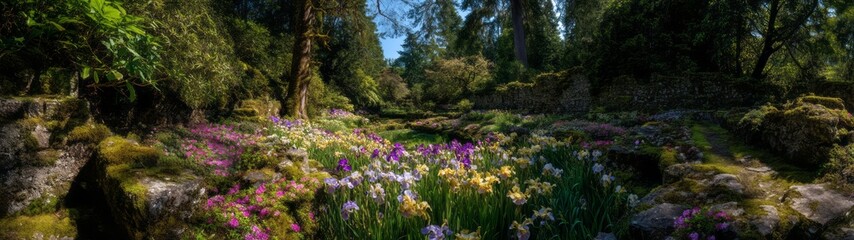 Panoramic hdr nature scene garden 360 degrees