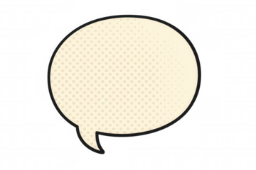 Vintage comic speech bubble featuring halftone pattern, ready for text insertion against transparent backdrop