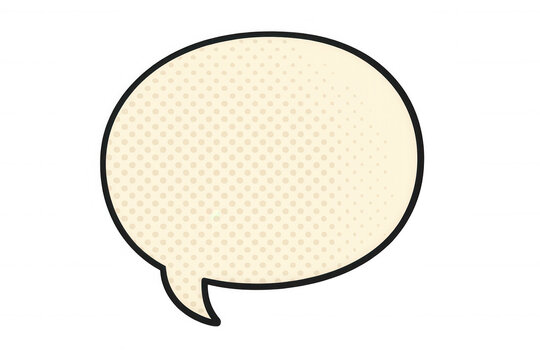 Vintage comic speech bubble featuring halftone pattern, ready for text insertion against transparent backdrop