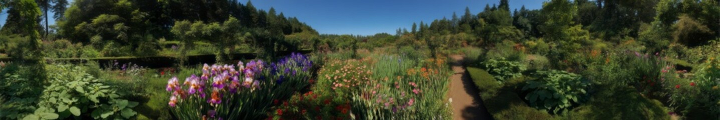 Obraz premium Nature panorama vibrant garden hdr 360 degrees