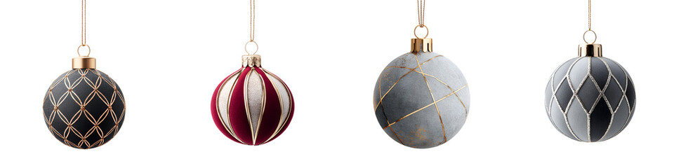 Elegant Christmas Ornaments - Dark Gray & Burgundy Holiday Decorations