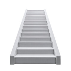 Photo of straight white staircase isolated on transparent background