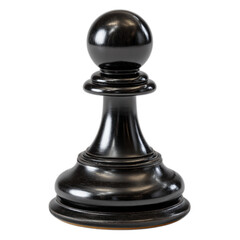 Photo of a single black pawn chess piece isolated on a transparent background