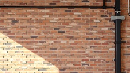 Industrial-style wall featuring exposed brick and metal accents with directional lighting.