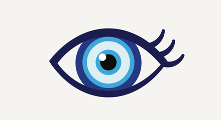 Obraz premium A stylized illustration of a blue eye, featuring a central dark pupil and surrounding concentric circles.