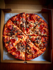 Gourmet pizza ready to eat