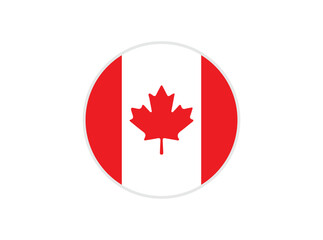 The flag of Canada. Flag icon. Standard color. Round flag. Computer illustration. Digital illustration. Vector illustration.	